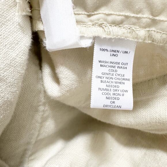 Ann Taylor LOFT Petites 100% Linen Wide Leg Pants 8P Beige Casual - Picture 5 of 6